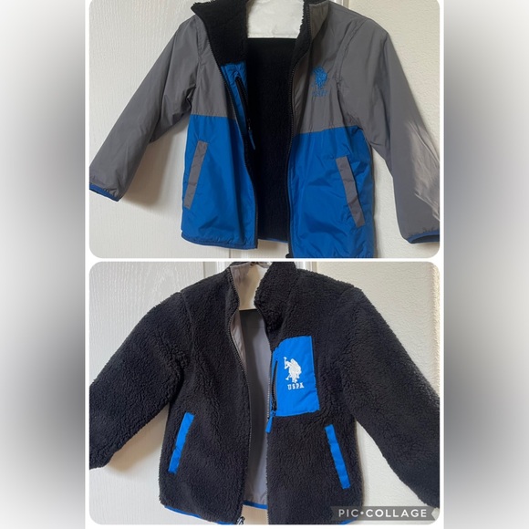 Other - US Polo Assn Kids Reversible Blue and Gray Jacket 5/6T